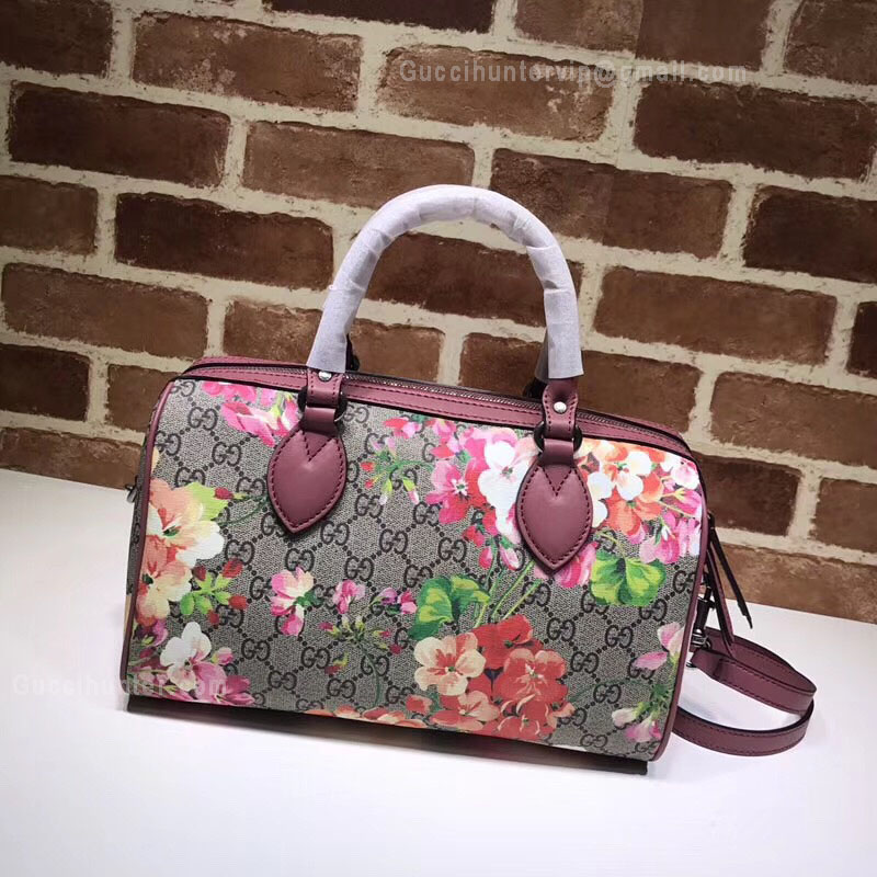 Gucci Tian GG Supreme Boston Bag Blooming Flowers 409529